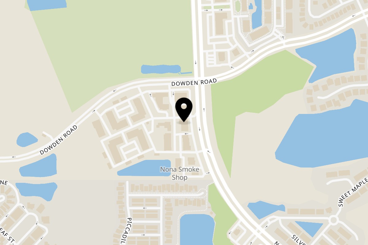 Map showing the location of Pisco Peruvian Gastrobar Lake Nona on 9344 N Narcoossee Rd in Orlando